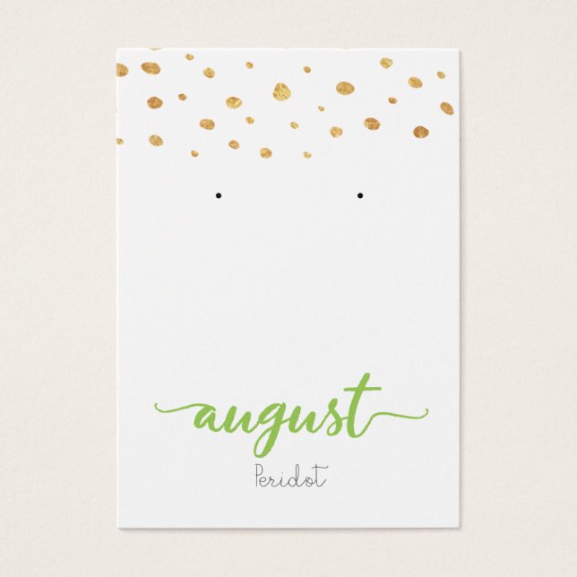 Tarjeta de visualización Agosto Peridot Birthstone (Frente)
