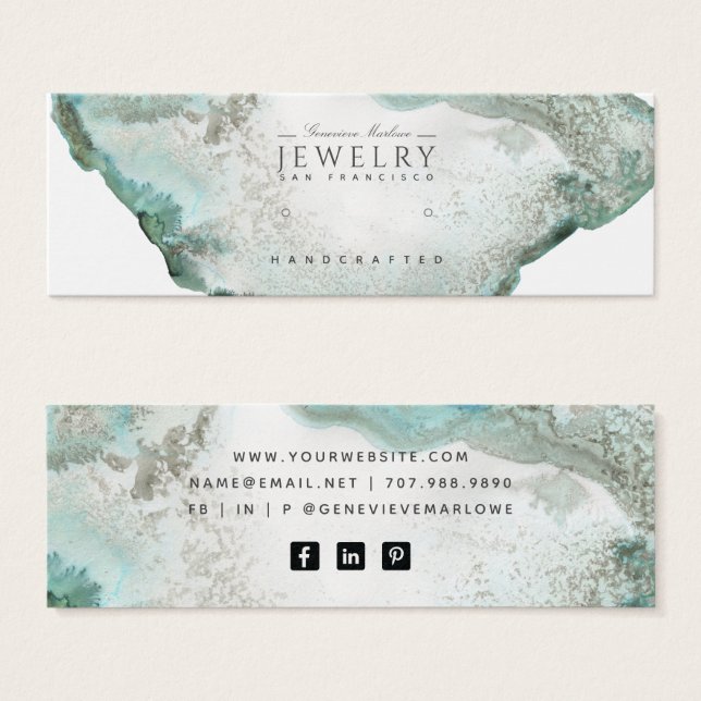 Tarjeta de visualización Aqua Blue Agate Marble St (Anverso y reverso)