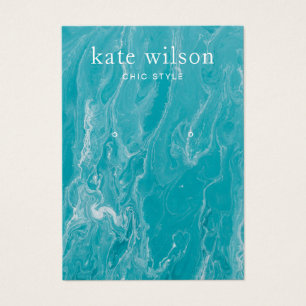 Tarjeta de visualización Aqua Blue Marble Earring