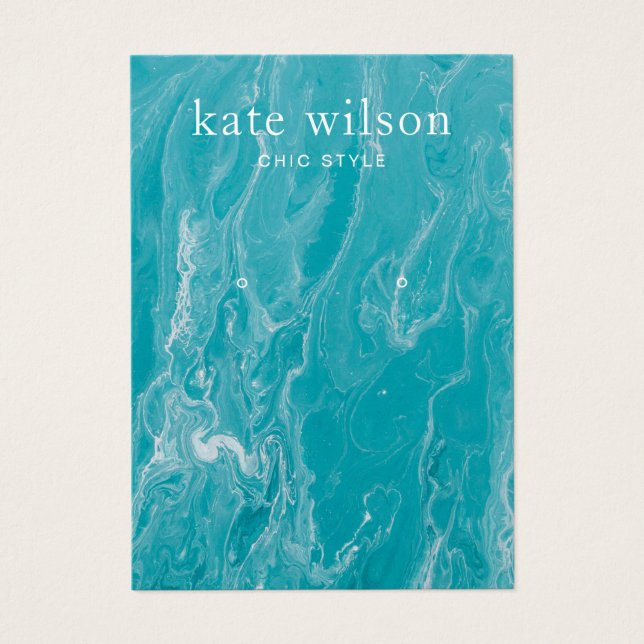 Tarjeta de visualización Aqua Blue Marble Earring (Frente)