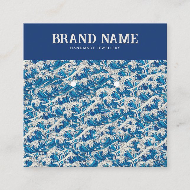 Tarjeta de visualización Blue Retro Modern Wave Ea (Anverso)