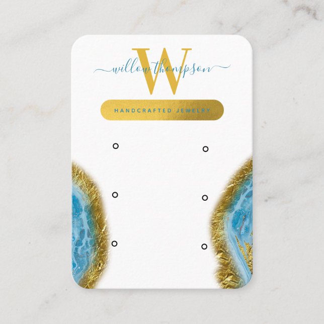 Tarjeta de visualización Blue Watercolor Marble Go (Anverso)