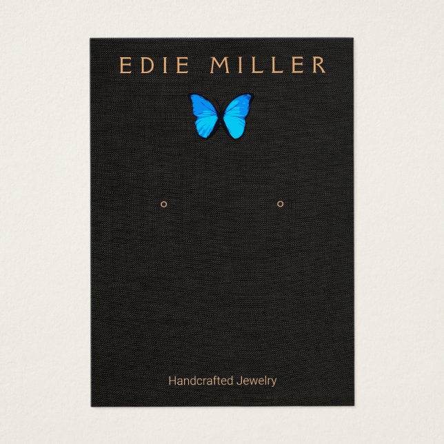 Tarjeta de visualización Boho Blue Butterfly Earli (Frente)