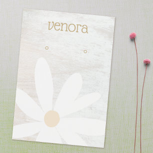 Tarjeta de visualización Boho Daisy Floral White W