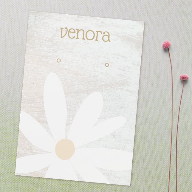 Tarjeta de visualización Boho Daisy Floral White W (Subido por el creador)