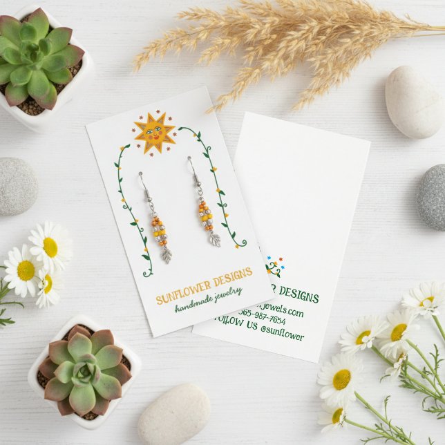 Tarjeta de visualización BOHO SUN Flowers Earl Jew (BOHO SUN Hand-drawn Flowers Earring Jewelry Display Card
)
