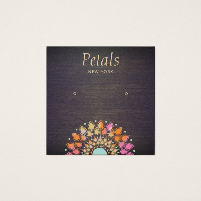 Tarjeta de visualización Boho Wood Stud Earring (Anverso)