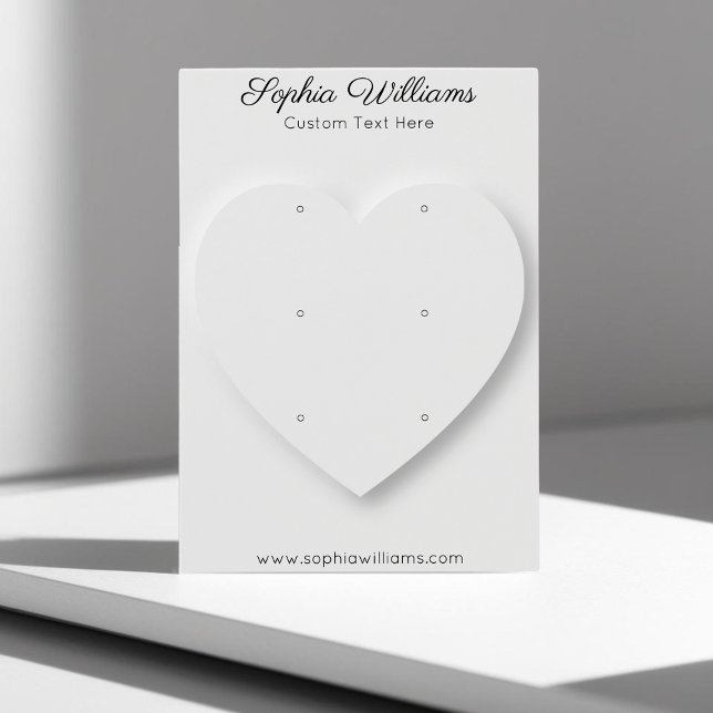 Tarjeta de visualización de 3 pares de estuches co (earring triple studs display card, vertical mighty 3,2x2,5 inch. white shadow heart design)