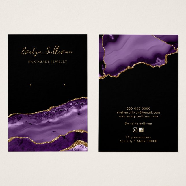 Tarjeta de visualización de agendas de oro morado (Anverso y reverso)
