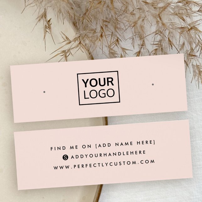 Tarjeta de visualización de almohadillas de logoti (Light blush pink logo stud earring display card)