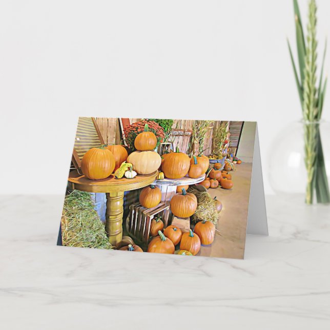 Tarjeta de visualización de calabazas de otoño (Anverso)