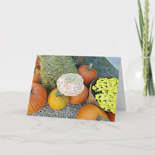 Tarjeta de visualización de calabazas de otoño par (Anverso)