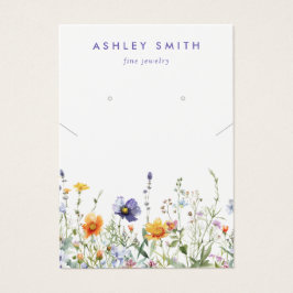 Tarjeta de visualización de collar de flores silve