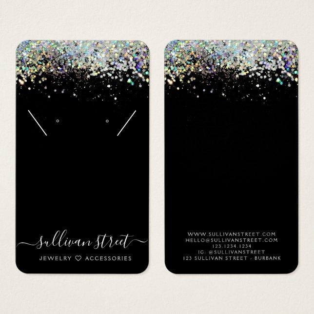 Tarjeta de visualización de collar de Purpurinas h (Anverso y reverso)