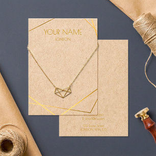 Tarjeta de visualización de collar geométrico dora