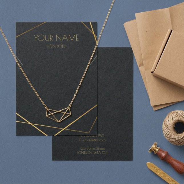 Tarjeta de visualización de collar geométrico o pu (Gold geometric necklace or bracelet display card.)