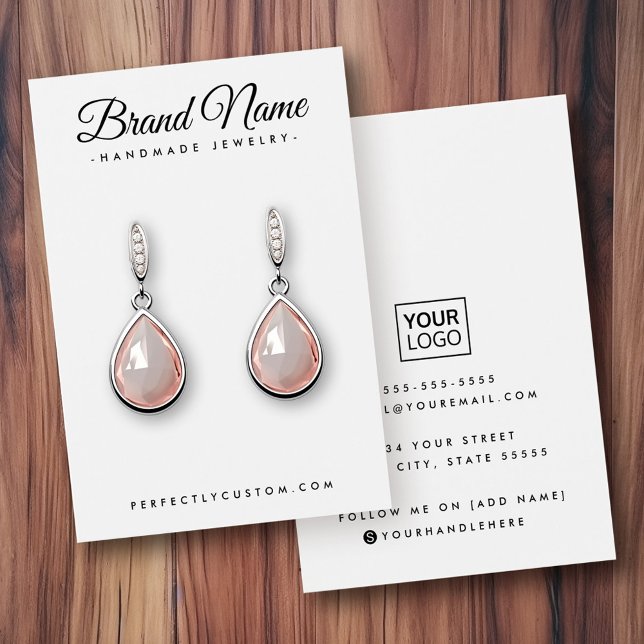 Tarjeta de visualización de color de personalizado (Modern script custom color earring display card)