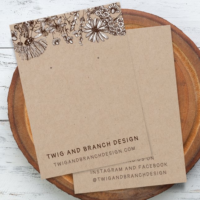 Tarjeta de visualización de flores silvestres capr (Wildflowers Earring Bracelet Display Card)