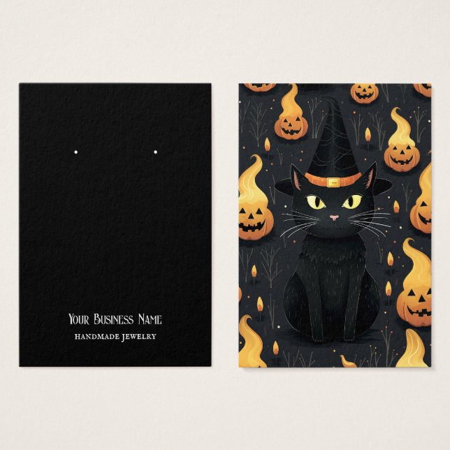 Tarjeta de visualización de Gato de Halloween (Anverso y reverso)