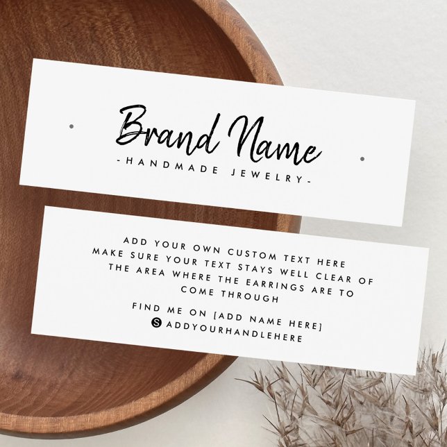 Tarjeta de visualización de grabación mínima de gu (Modern script minimal stud earring display card)