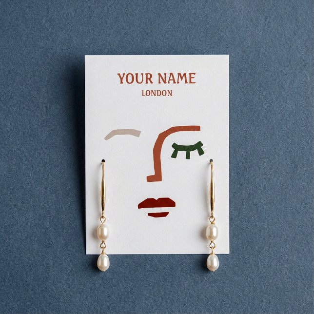 Tarjeta de visualización de ilustracion facial mod (Modern face illustration Earring display card. A unique solution to show off your brand.)
