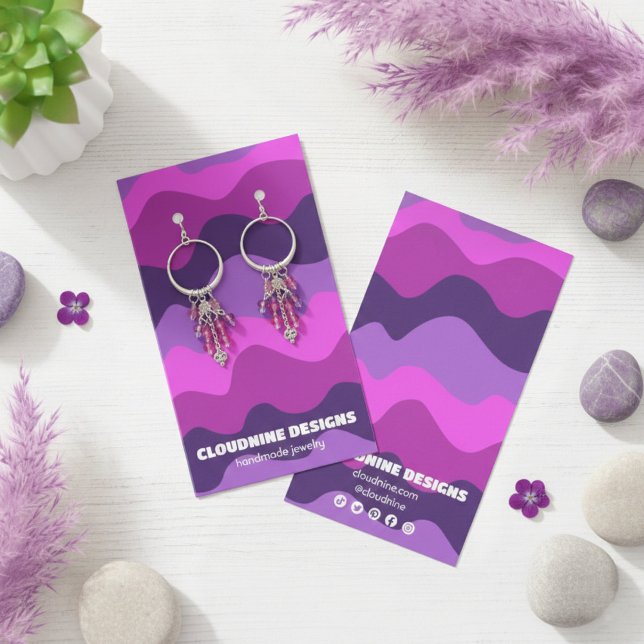 Tarjeta de visualización de joyas de collar de col (Purple Retro Waves Earring Necklace Jewelry Display Card
)