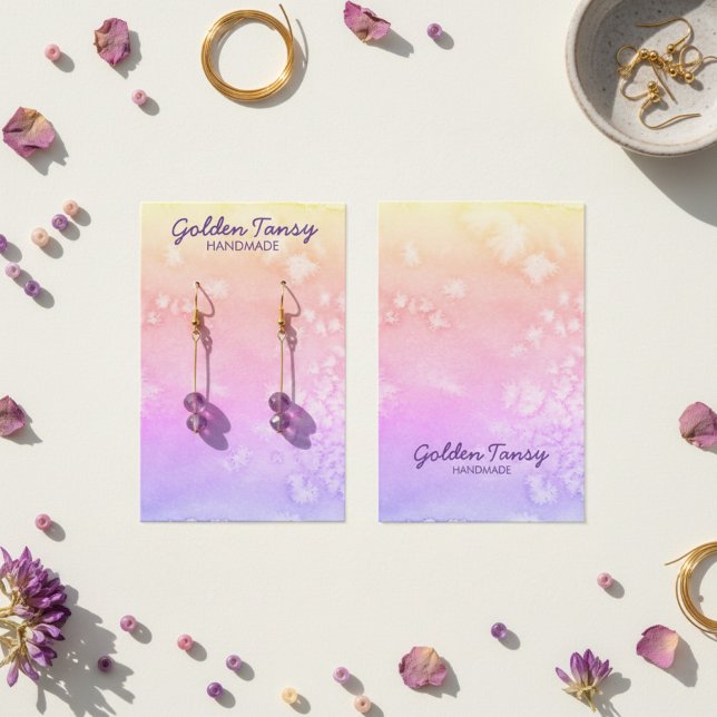 Tarjeta de visualización de joyas de collar de col (Watercolor Soft Sunset Earring Necklace Jewelry Display Card
)