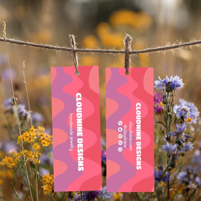 Tarjeta de visualización de joyas de collar de eti (Pink Waves Hangtag Necklace Jewelry Display Card
)