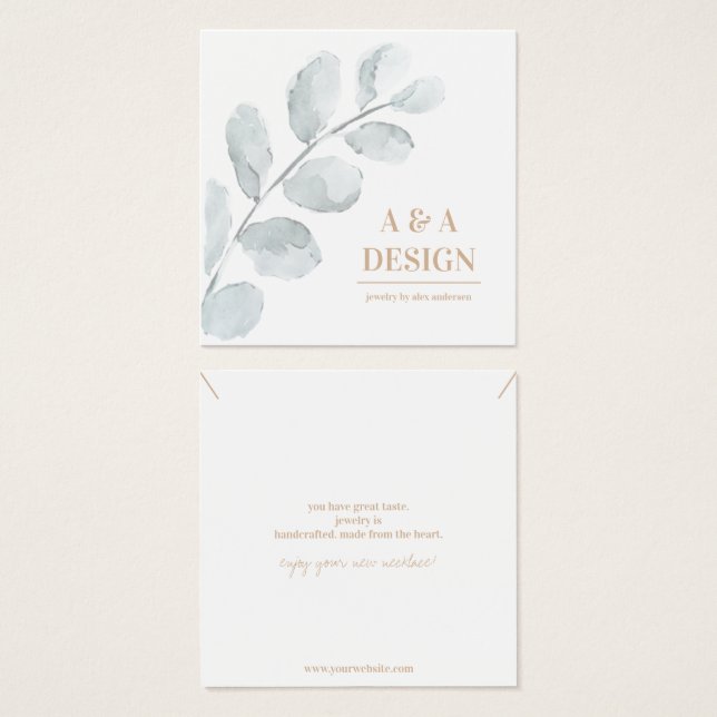 Tarjeta de visualización de joyas de collar de hoj (Anverso y reverso)