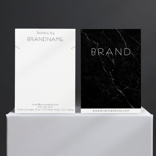 Tarjeta de visualización de joyas de collar de már (Brand - black marble jewlery display card)