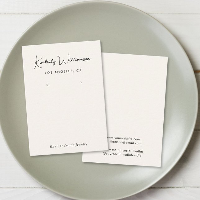 Tarjeta de visualización de joyas de crema para gu (Empower your name in our signature script as your logo and brand identity)