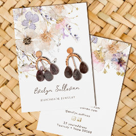 Tarjeta de visualización de joyas de flores secas