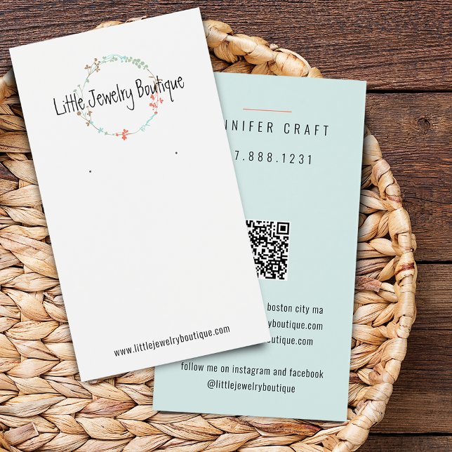 Tarjeta de visualización de joyas de flores silves (Wildflower Wreath Earring Jewelry Display Card)