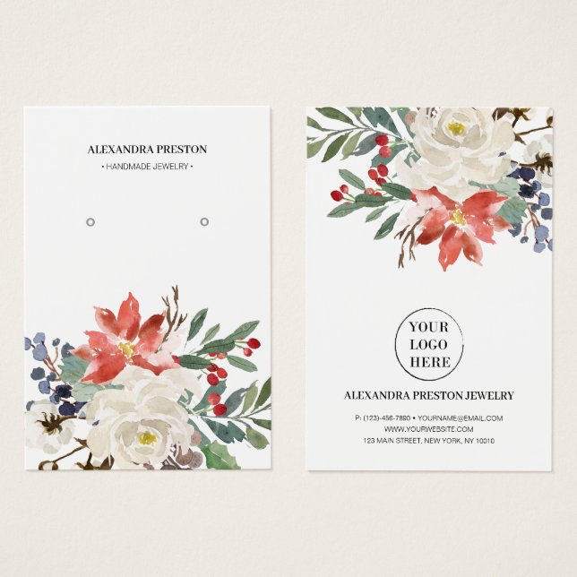 Tarjeta de visualización de joyas florales para na (Anverso y reverso)