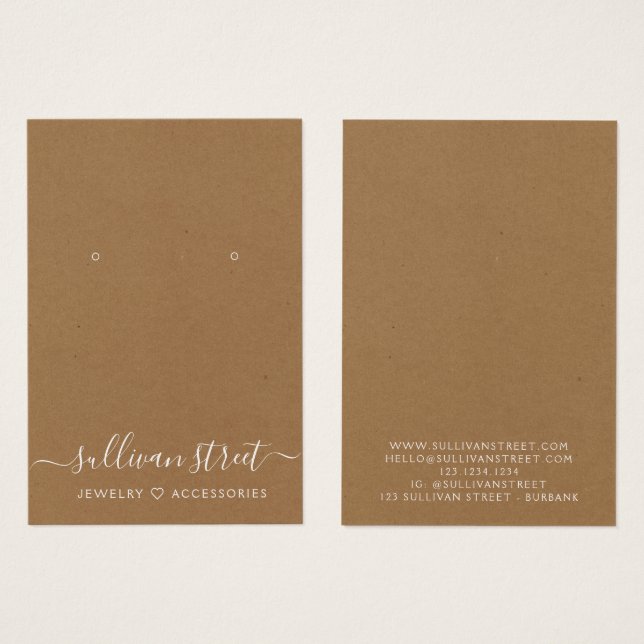 Tarjeta de visualización de joyas Kraft Earrings (Anverso y reverso)