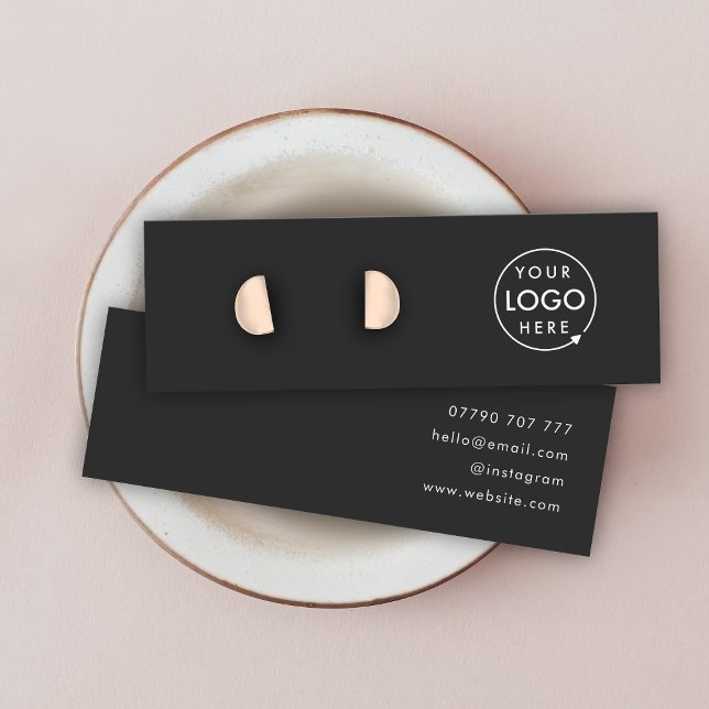 Tarjeta de visualización de joyas para el reposo n (Modern sleek black stud earring display cards by Guava - clean, stylish, and customizable)