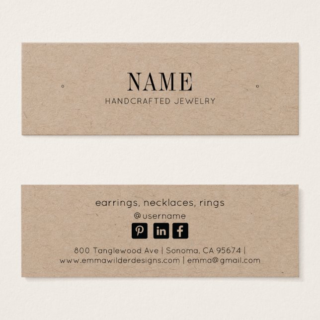 Tarjeta de visualización de joyas para Kraft Stud  (Anverso y reverso)