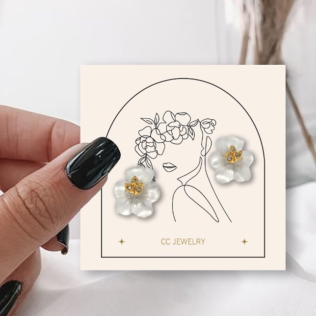 Tarjeta de visualización de joyas para mujeres de  (Modern Arch Flower Woman Jewelry Display Card)