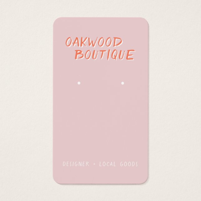 Tarjeta de visualización de joyas pastel Pink Earr (Frente)