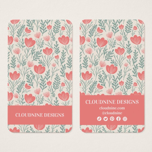 Tarjeta de visualización de joyas rosadas con coll (Anverso y reverso)