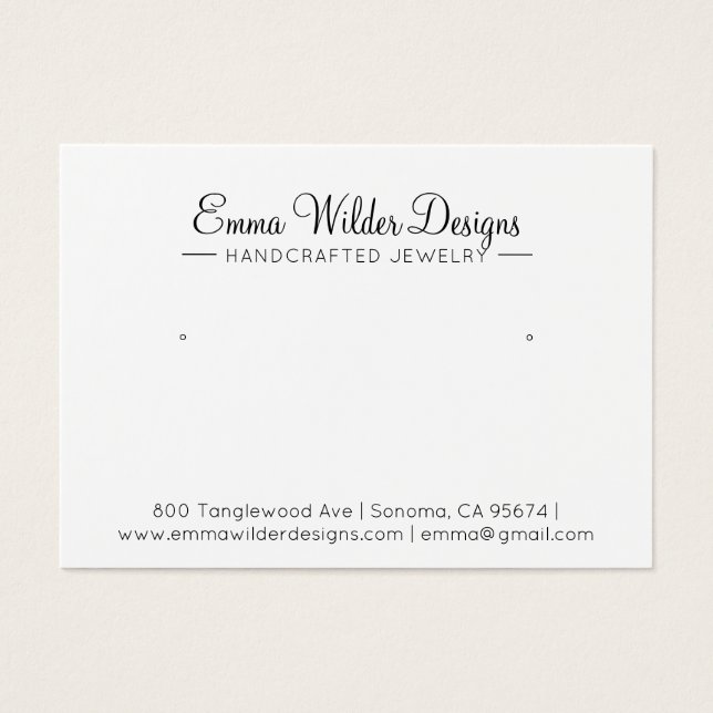 Tarjeta de visualización de joyería con guión de f (Frente)