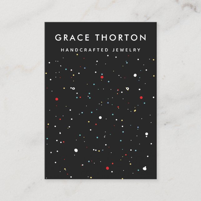 Tarjeta de visualización de joyería de Confetti Cu (Anverso)