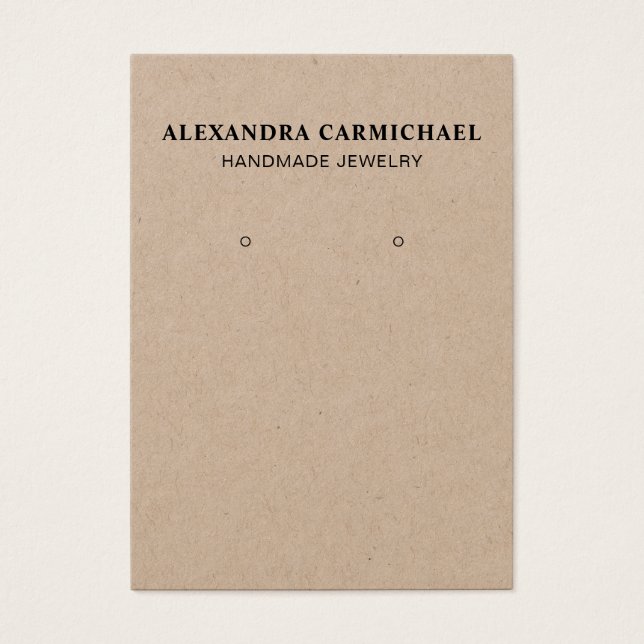 Tarjeta de visualización de joyería de Kraft hecha (Frente)