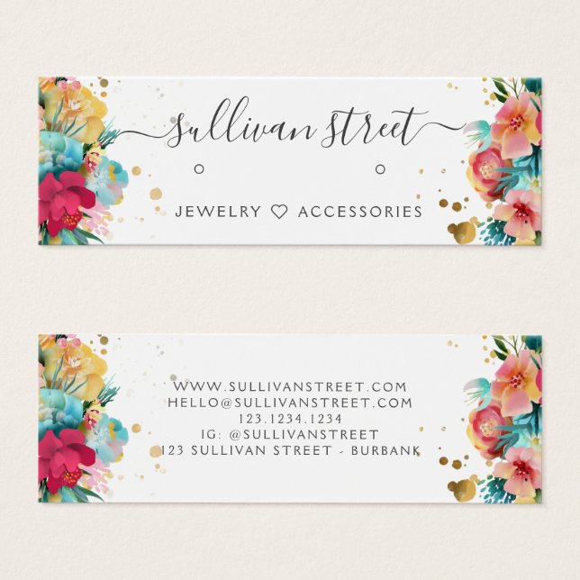 Tarjeta de visualización de joyería Gold Floral Ea (Anverso y reverso)