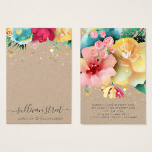 Tarjeta de visualización de joyería Kraft Gold Flo