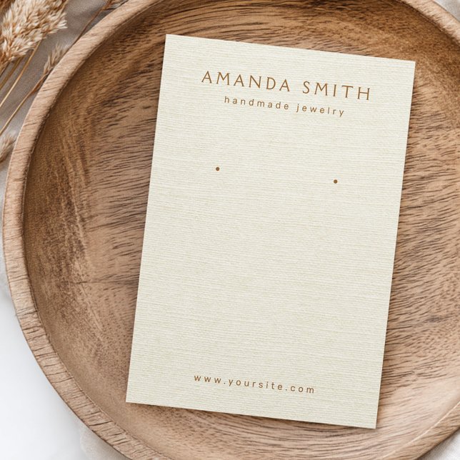 Tarjeta de visualización de la lino blanquecina cr (Cream off-white linen look earring display card)