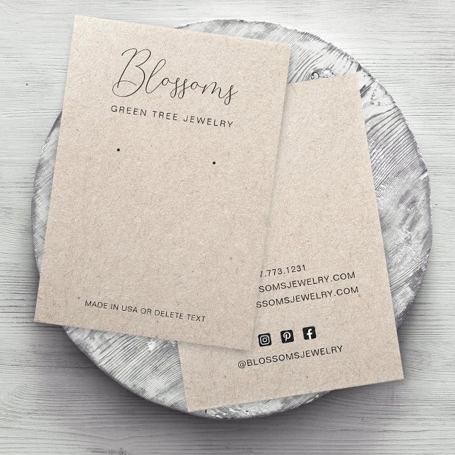 Tarjeta de visualización de la rotación de papel d (Personalized Rustic Faux Kraft Paper Earring Display Card)