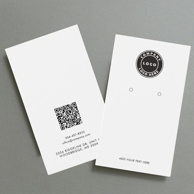 Tarjeta de visualización de logotipo profesional y (Your Business Logo with QR Code Earrings Display Card)