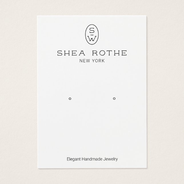 Tarjeta de visualización de monograma blanco moder (Frente)