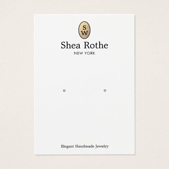 Tarjeta de visualización de monograma de oro clási (Frente)